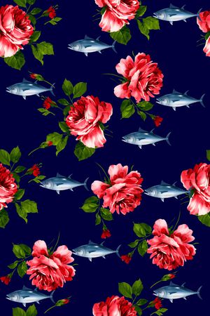 热带鱼印花华亿平台图片