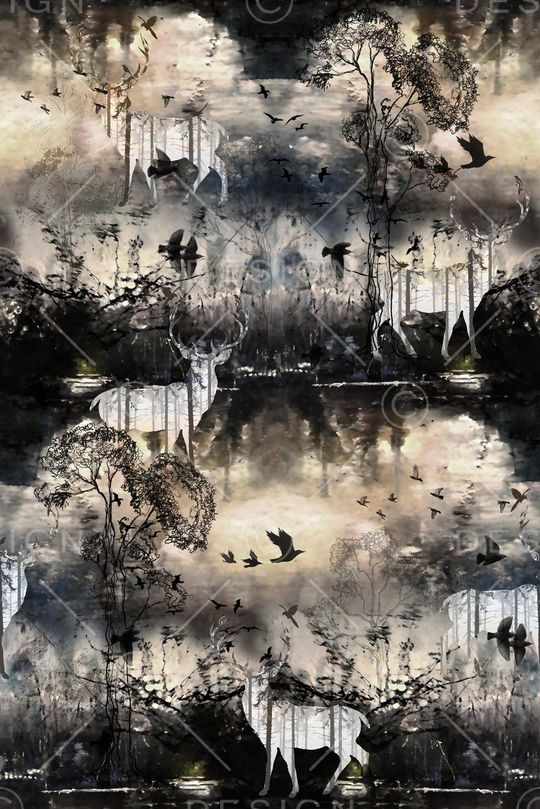 黄昏下的森林印花华亿平台图片