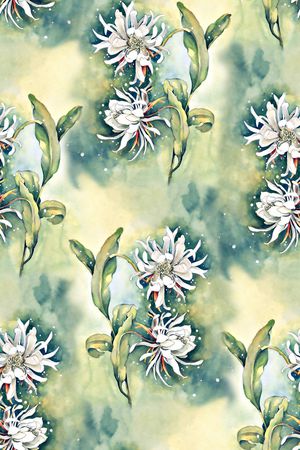 水彩花卉印花华亿平台图片