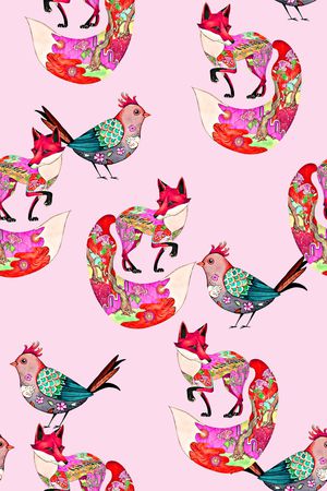 狐狸与小鸟印花华亿平台图片