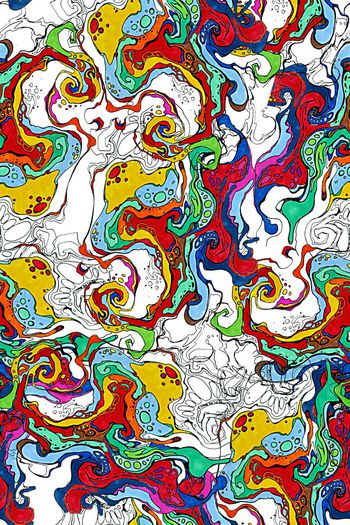 抽象手绘水彩画几何数码印花印花华亿平台图片