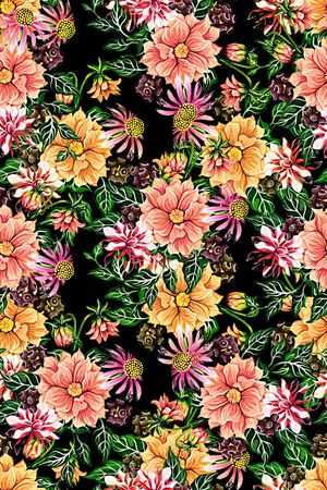 抽象手绘水彩画花卉数码印花印花华亿平台图片