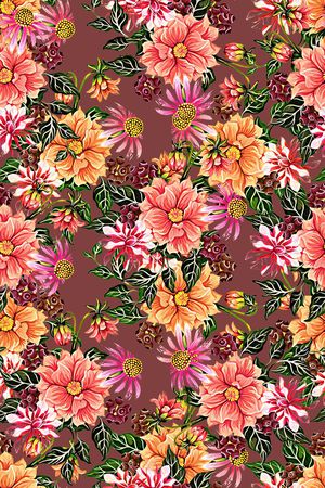 抽象手绘水彩画花卉数码印花印花华亿平台图片