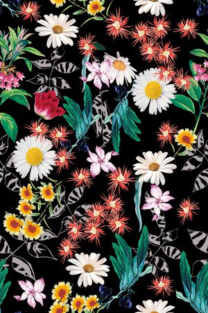 水彩花卉印花华亿平台图片