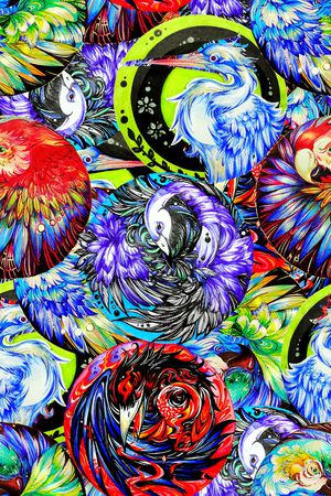 抽象手绘水彩画动物凤凰印花印花华亿平台图片