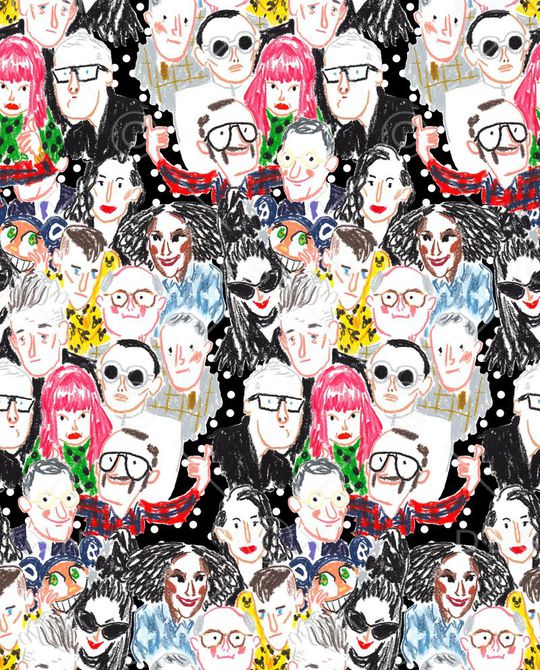 趣味蜡笔手绘人物头像印花华亿平台图片