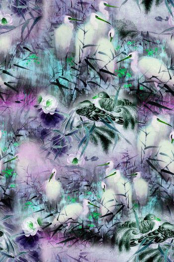 727522-中国风 复古 工笔画 竹叶 香云纱