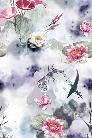 荷花印花华亿平台图片