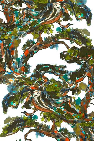 水彩树枝印花华亿平台图片