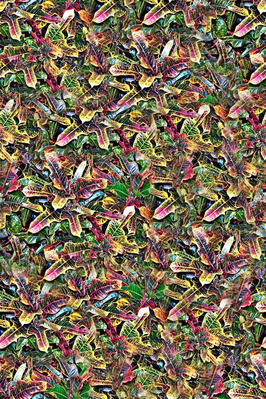 抽象手绘水彩画植物树叶数码印花印花华亿平台图片