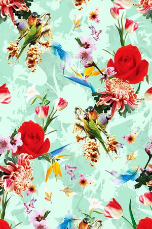 创意各类花卉组合印花华亿平台图片