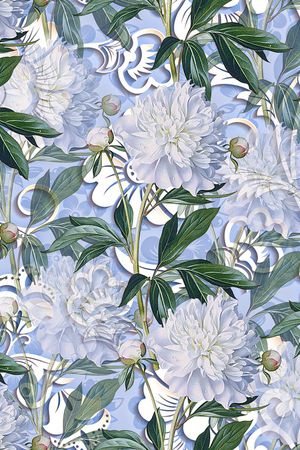 抽象手绘水彩画花朵数码印花印花华亿平台图片