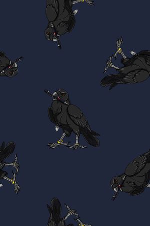 抽象手绘分形艺术几何动物鸟数码印花印花华亿平台图片