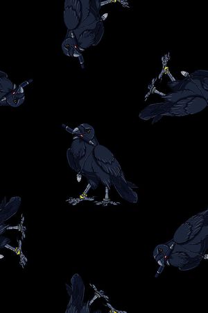 抽象手绘分形艺术几何动物鸟数码印花印花华亿平台图片