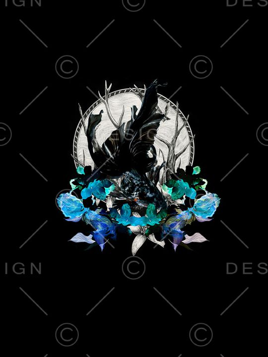 抽象手绘鱼水彩画花卉数码印花印花华亿平台图片