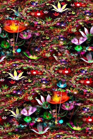 抽象手绘水彩画3D分形艺术花卉数码印花印花华亿平台图片