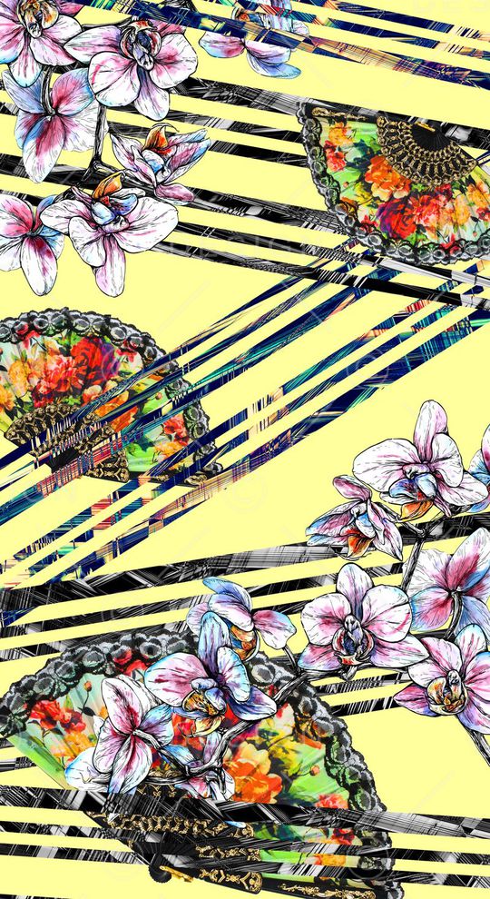 山水画印花华亿平台图片