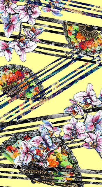 山水画印花华亿平台图片