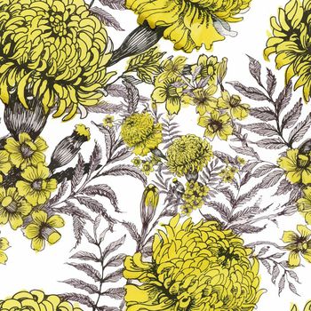 水墨花卉印花华亿平台图片