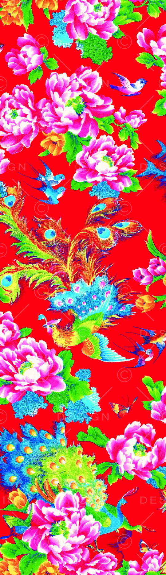 凤凰牡丹印花华亿平台图片