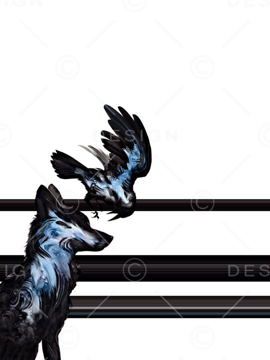 狼与飞鸟印花华亿平台图片