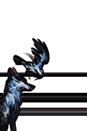 狼与飞鸟印花华亿平台图片