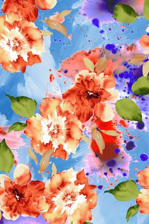 数码花卉类印花华亿平台图片