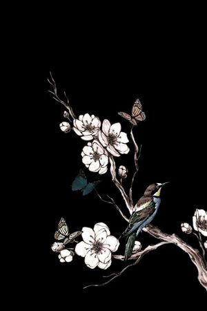 花鸟印花华亿平台图片