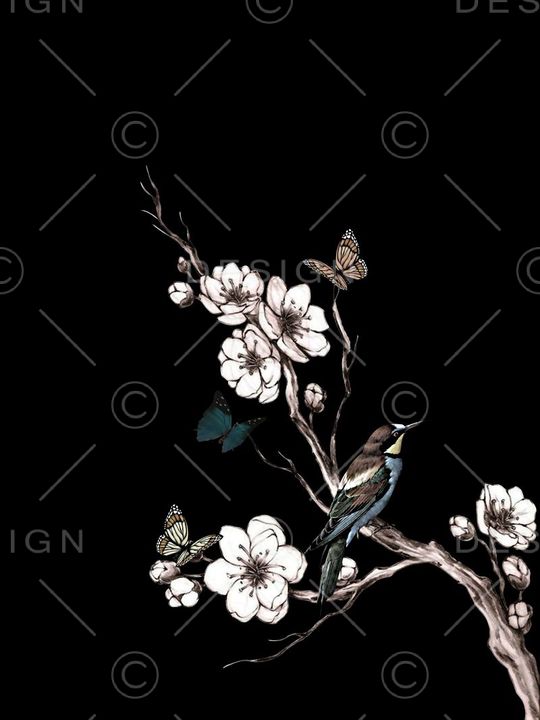 花鸟印花华亿平台图片