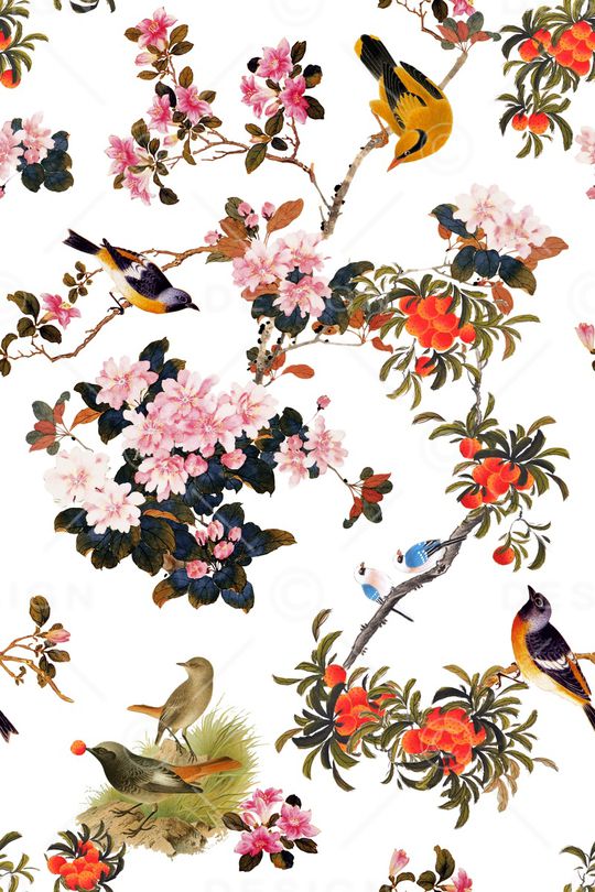 花鸟印花华亿平台图片