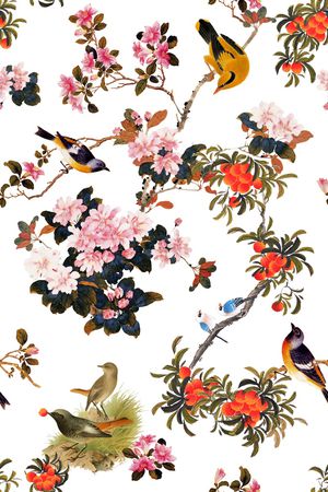 花鸟印花华亿平台图片