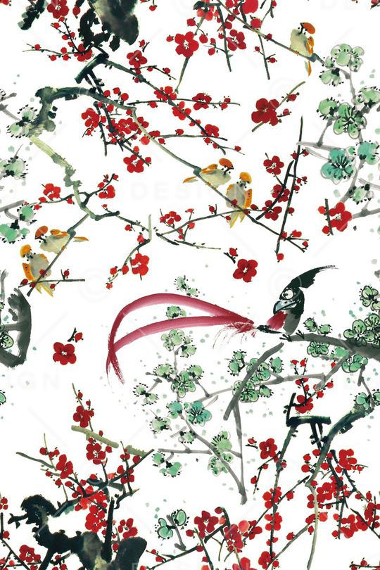 花鸟印花华亿平台图片