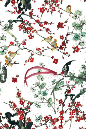 花鸟印花华亿平台图片