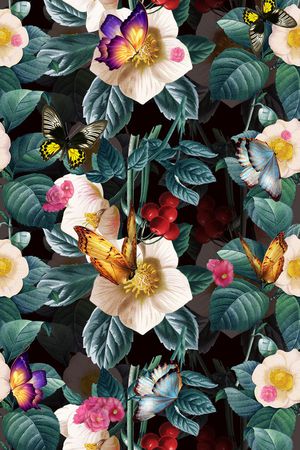 手绘时尚花鸟印花华亿平台图片