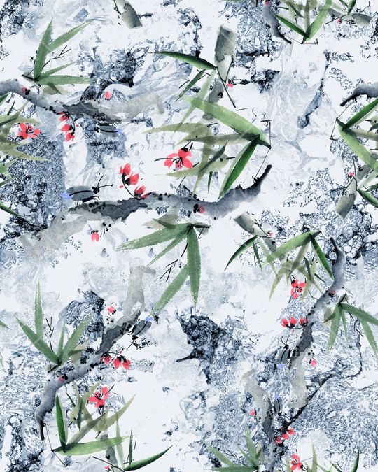 水墨印花华亿平台图片