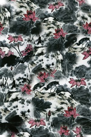 花卉荷花印花华亿平台图片