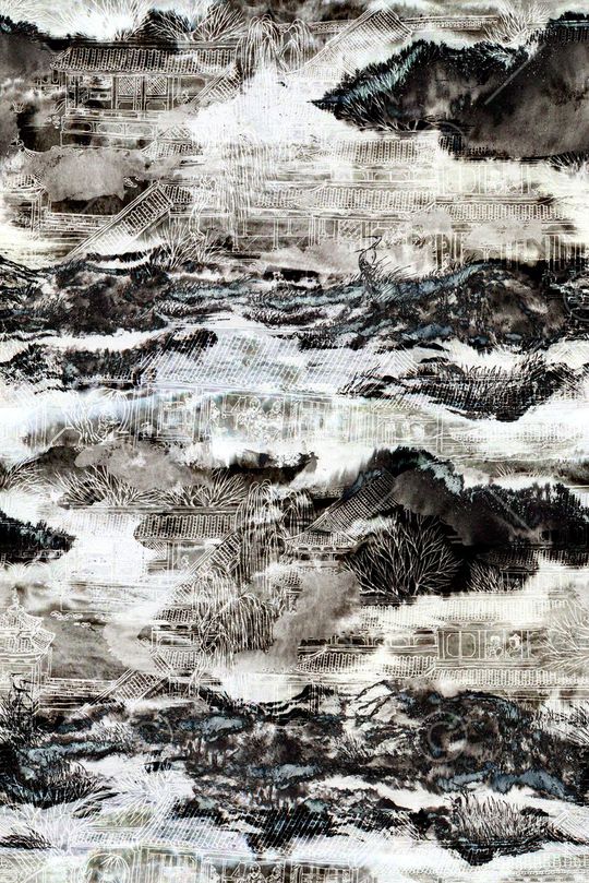 水墨印花华亿平台图片