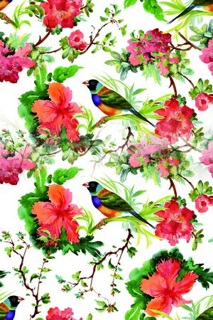 花鸟印花华亿平台图片