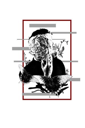 抽象手绘人物蝴蝶几何花卉数码印花印花华亿平台图片