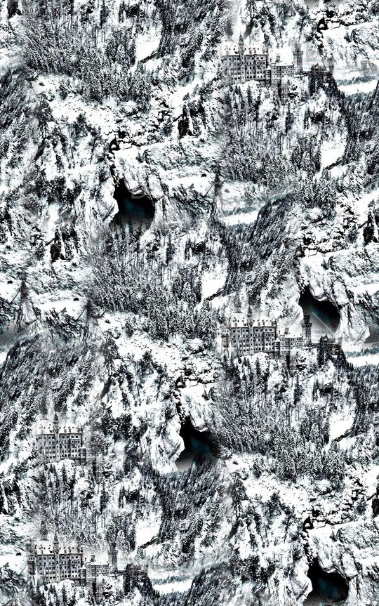 抽象手绘风景森林数码印花印花华亿平台图片