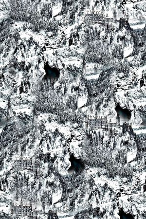 抽象手绘风景森林数码印花印花华亿平台图片