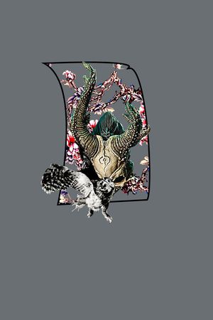 抽象手绘动物猫头鹰几何花卉数码印花印花华亿平台图片