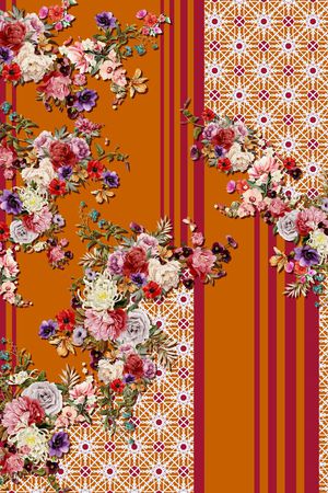 水彩花卉印花华亿平台图片