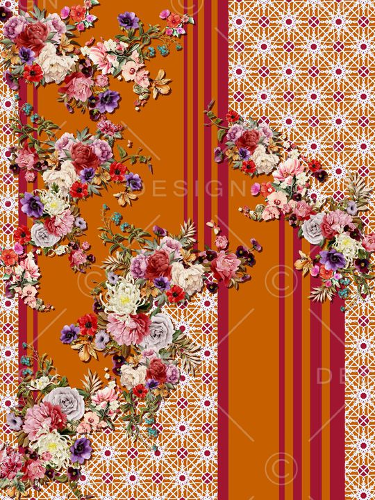 水彩花卉印花华亿平台图片