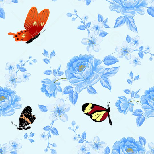 花朵、蝴蝶、印花华亿平台图片