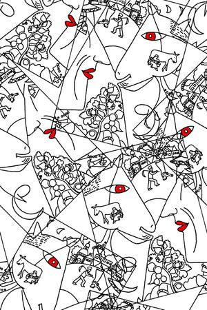 越味艺术线条插画印花华亿平台图片