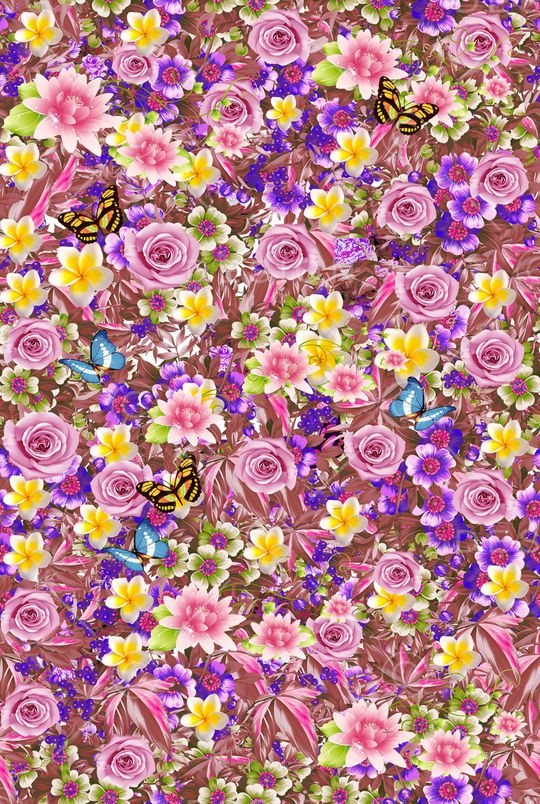 玫瑰花卉印花华亿平台图片