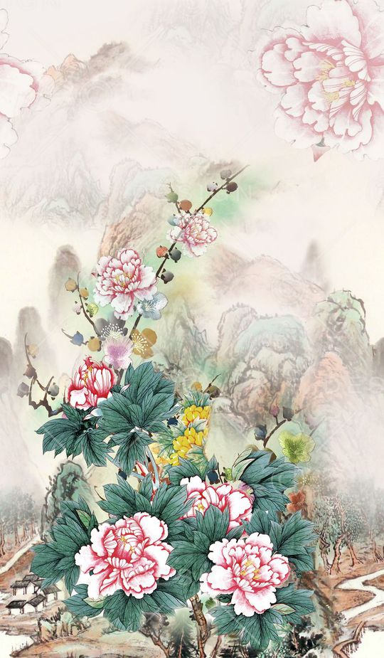 山水画印花华亿平台图片