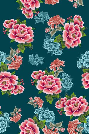 牡丹印花华亿平台图片