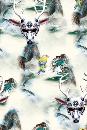 抽象手绘水彩画植物花卉数码印花印花华亿平台图片